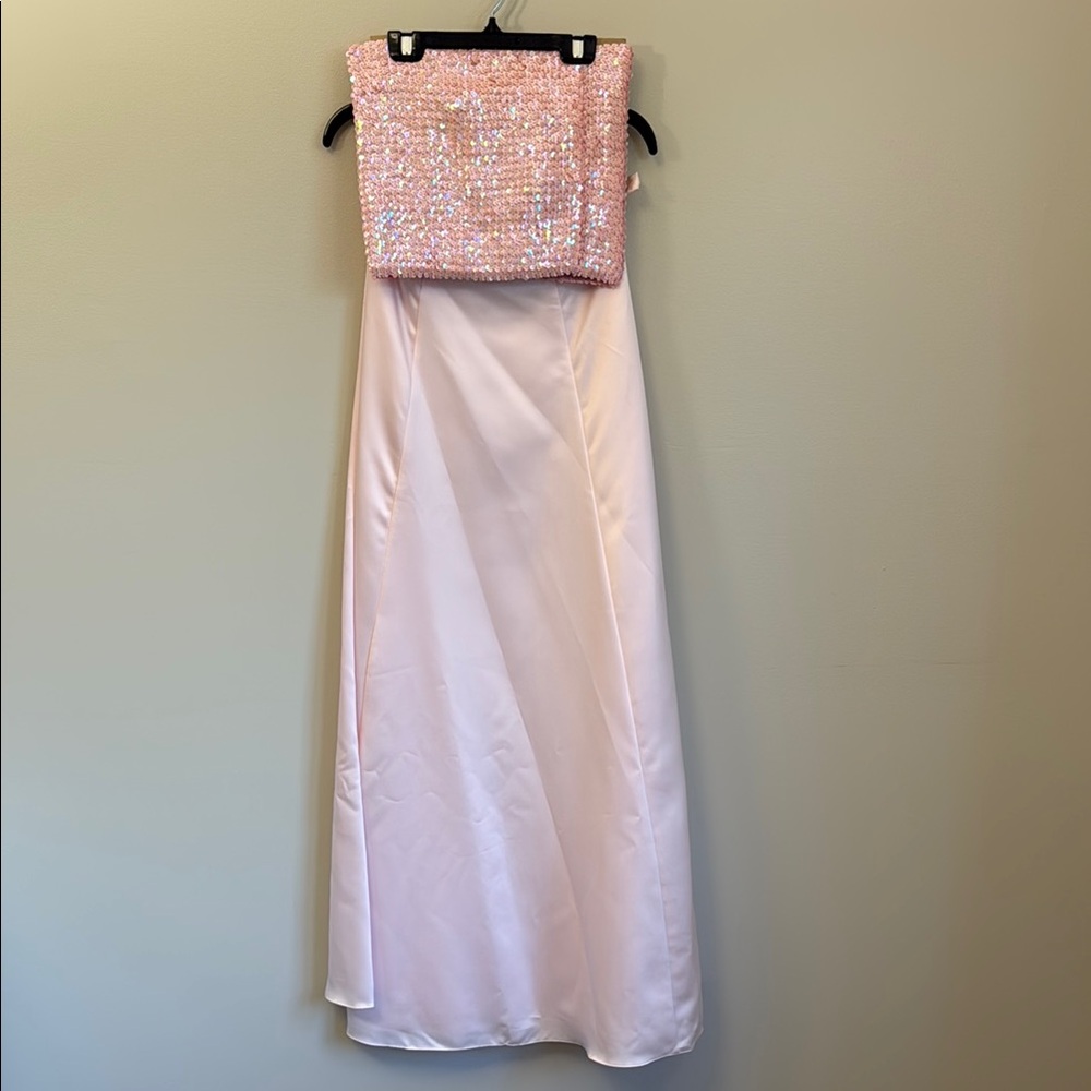 Moda International Pink Embellished Strapless Gown